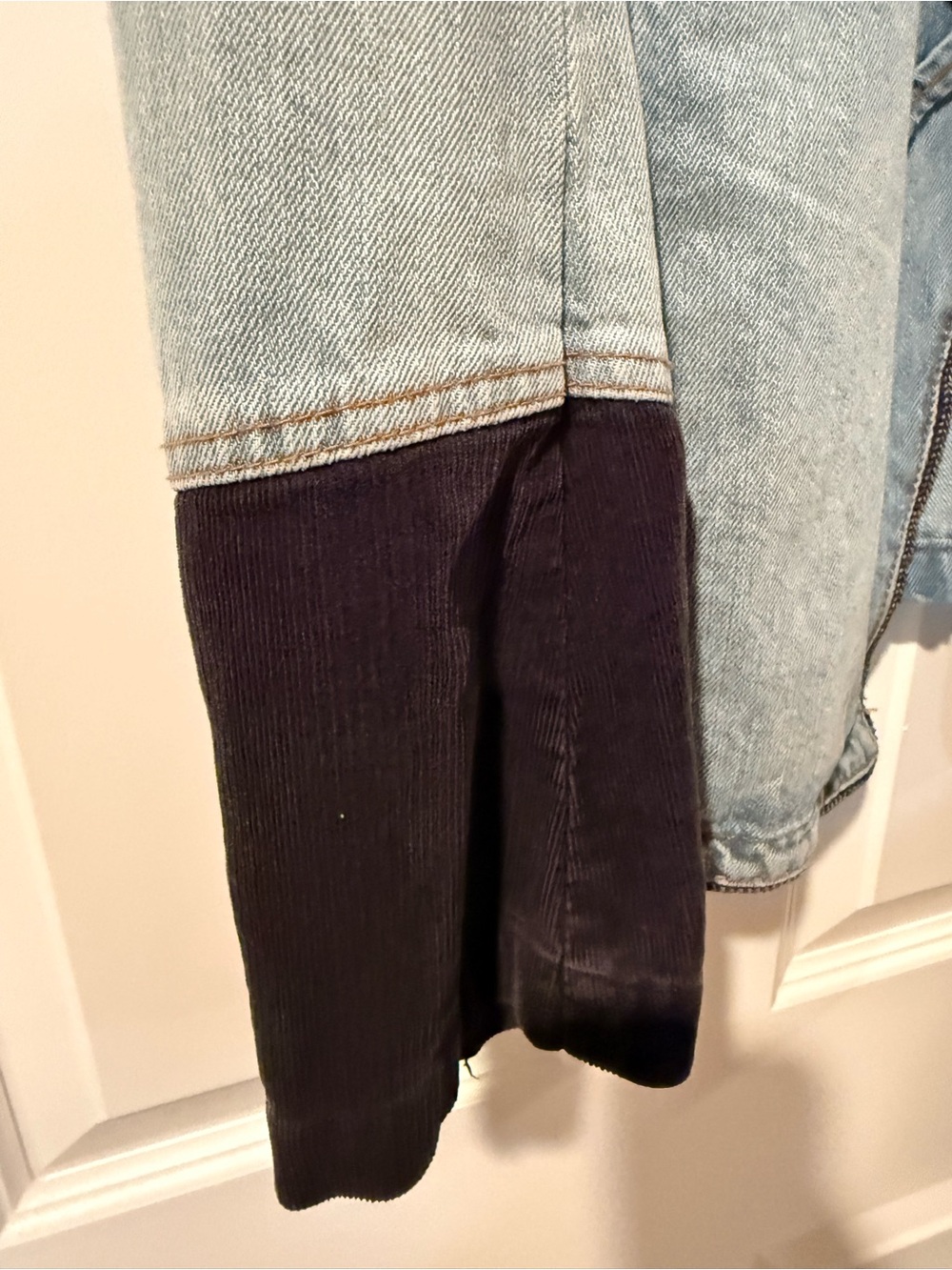Free People Light Blue Denim Military Jacket with Black Trim - Picture 5 of 5